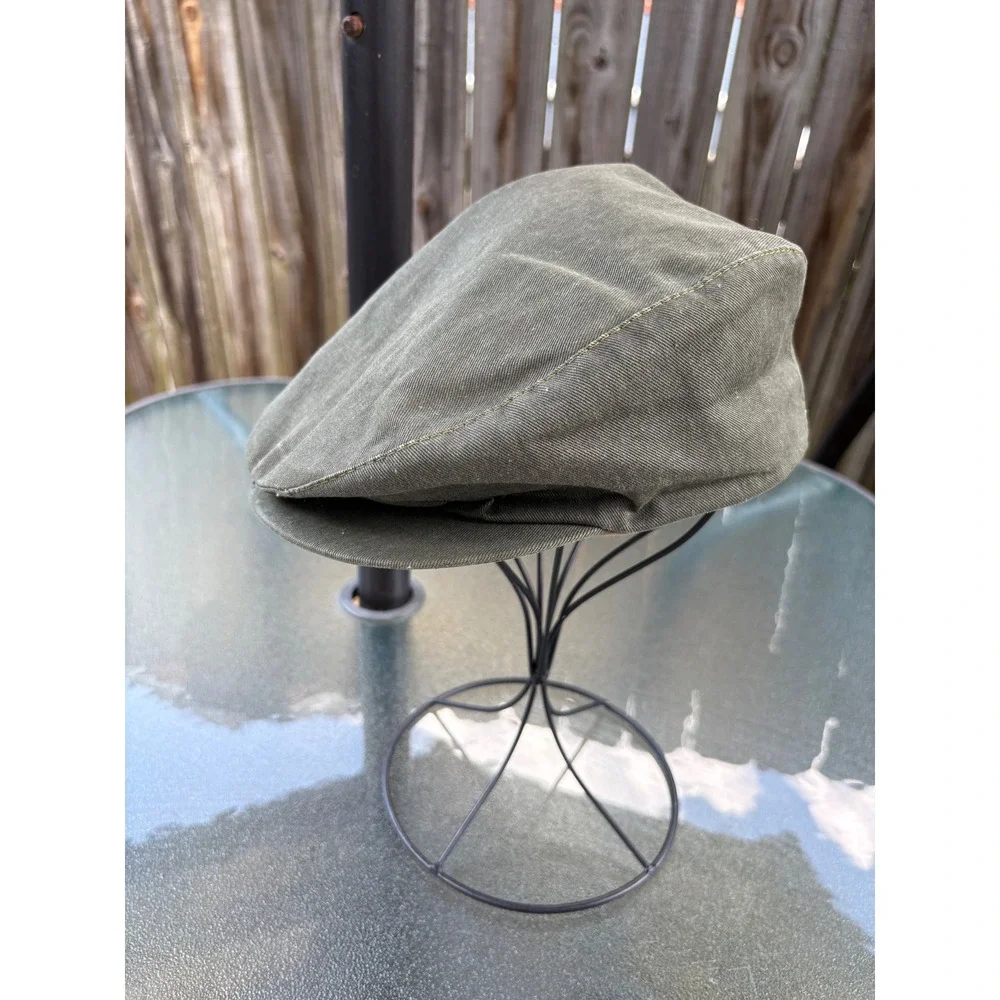 Vintage 2pc Flat Cap Set Mens Large Union Made USA Olive Tan Driver Ivy Hats